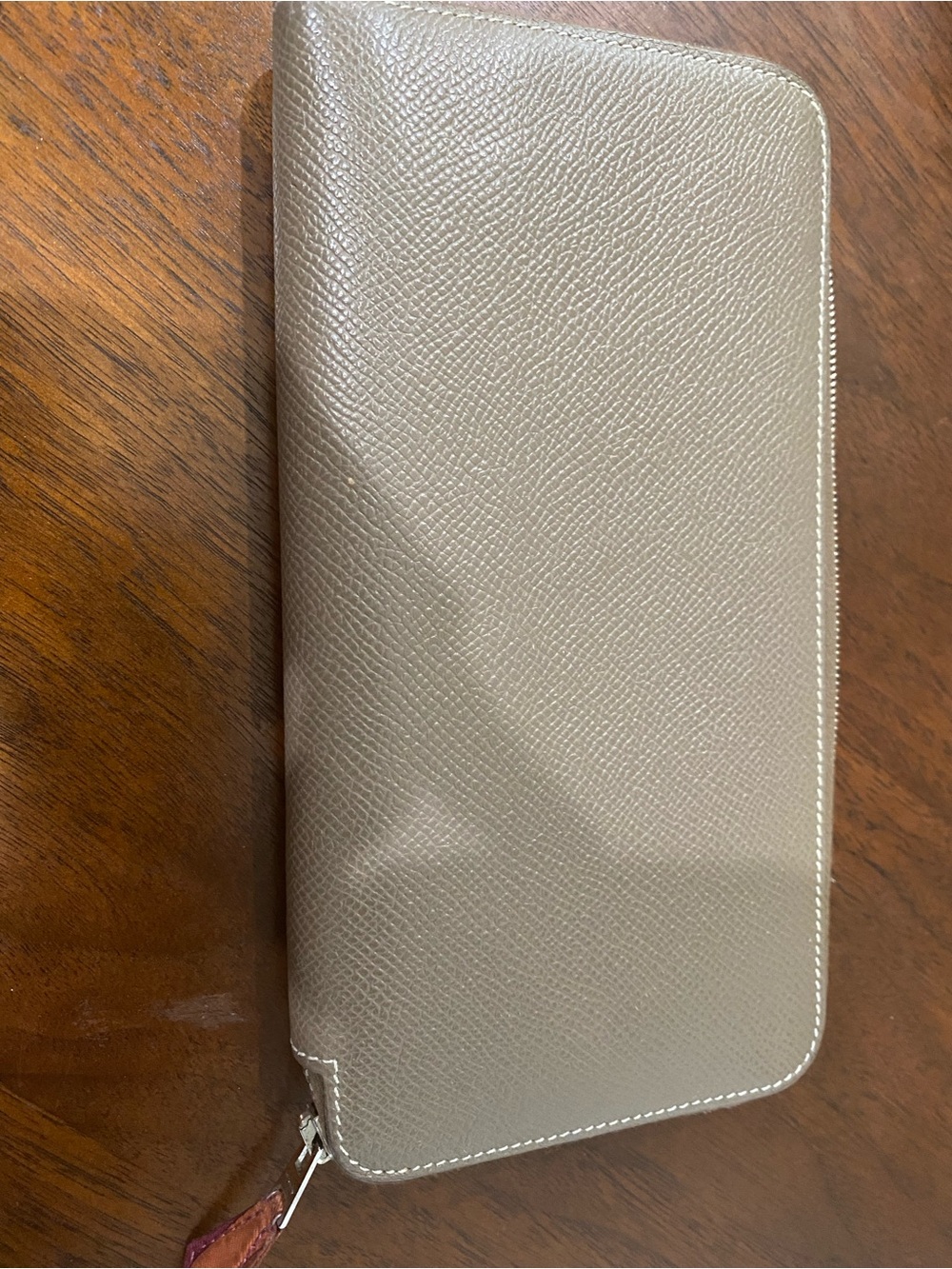 Hermes Taupe Zip-Around Leather Wallet